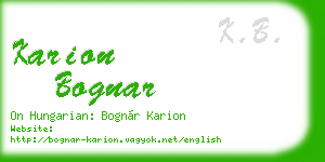 karion bognar business card